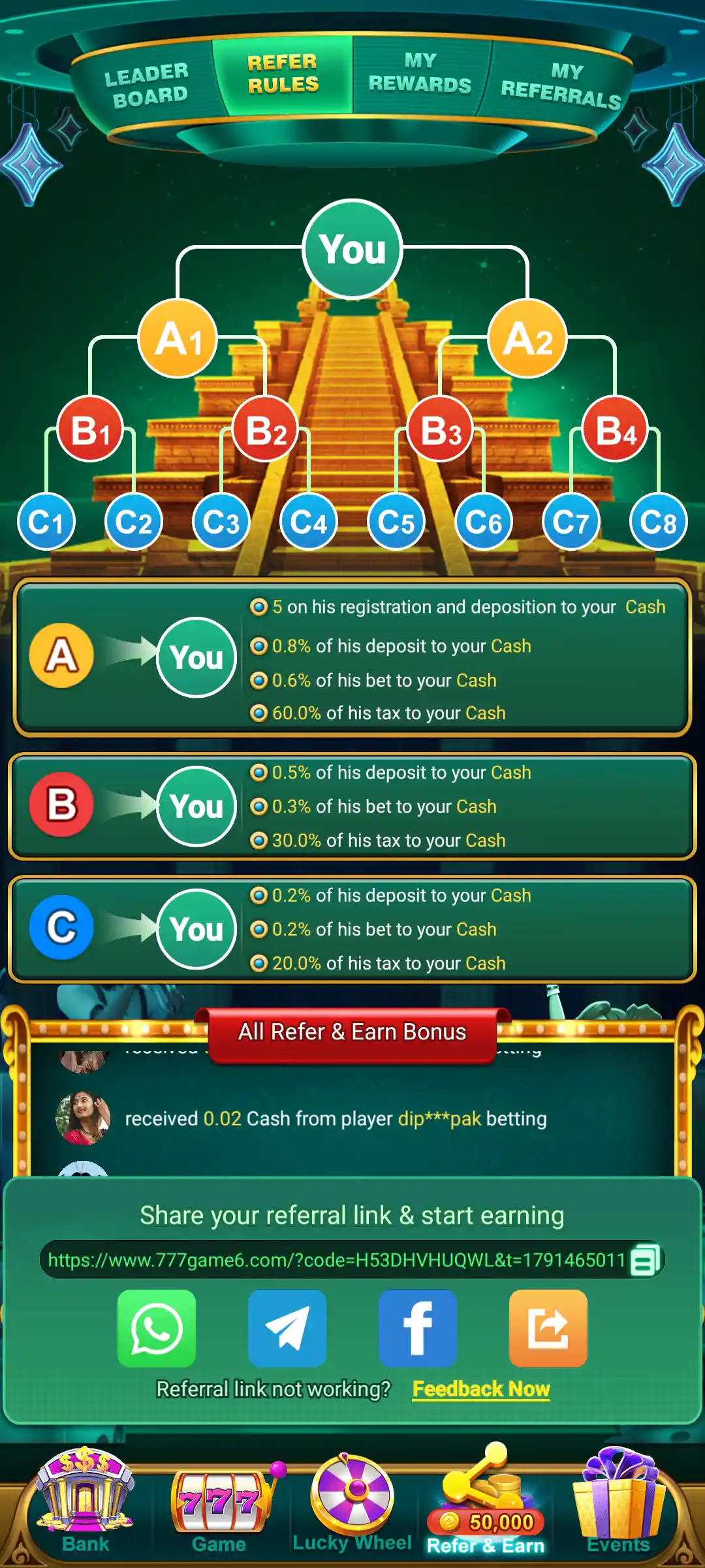 777 Game referral program