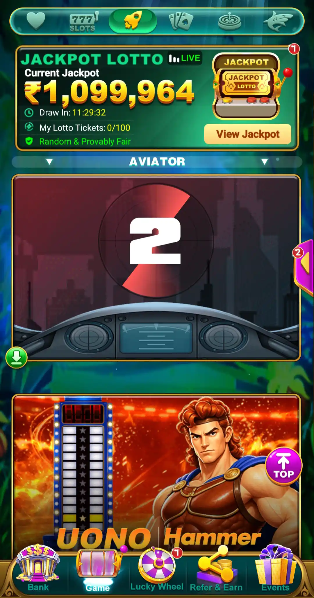 Hindi 777 Aviator games and jackpot lotto area