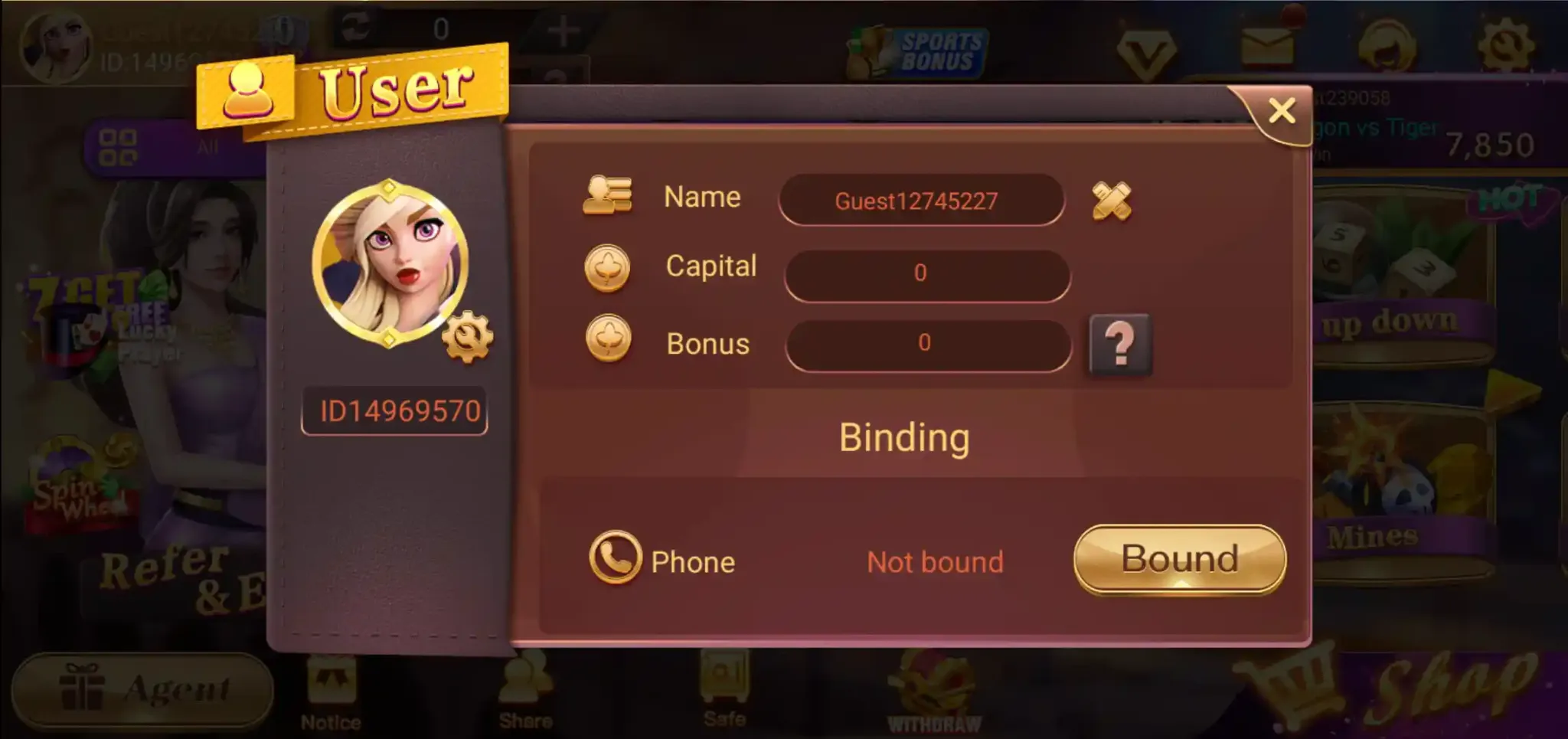 Rummy Best phone binding screen